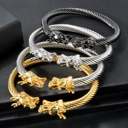 Double Dragon Copper Bracelet – Rock & Hip-Hop Style, Unisex DailySale