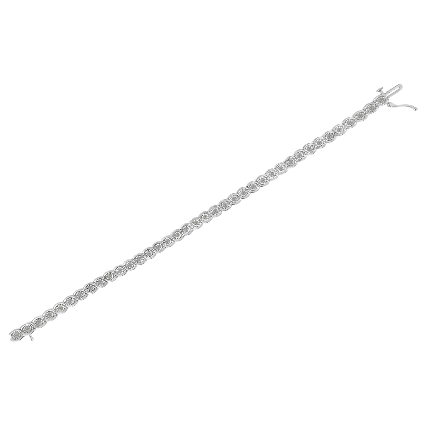 .925 Sterling Silver 1.0 cttw Miracle Set Diamond Spiraling Bezel Link Bracelet(I-J Color, I3 Clarity) -7.25" Bids.com