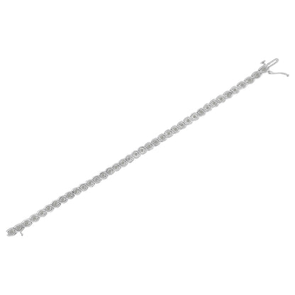 .925 Sterling Silver 1.0 cttw Miracle Set Diamond Spiraling Bezel Link Bracelet(I-J Color, I3 Clarity) -7.25" Bids.com