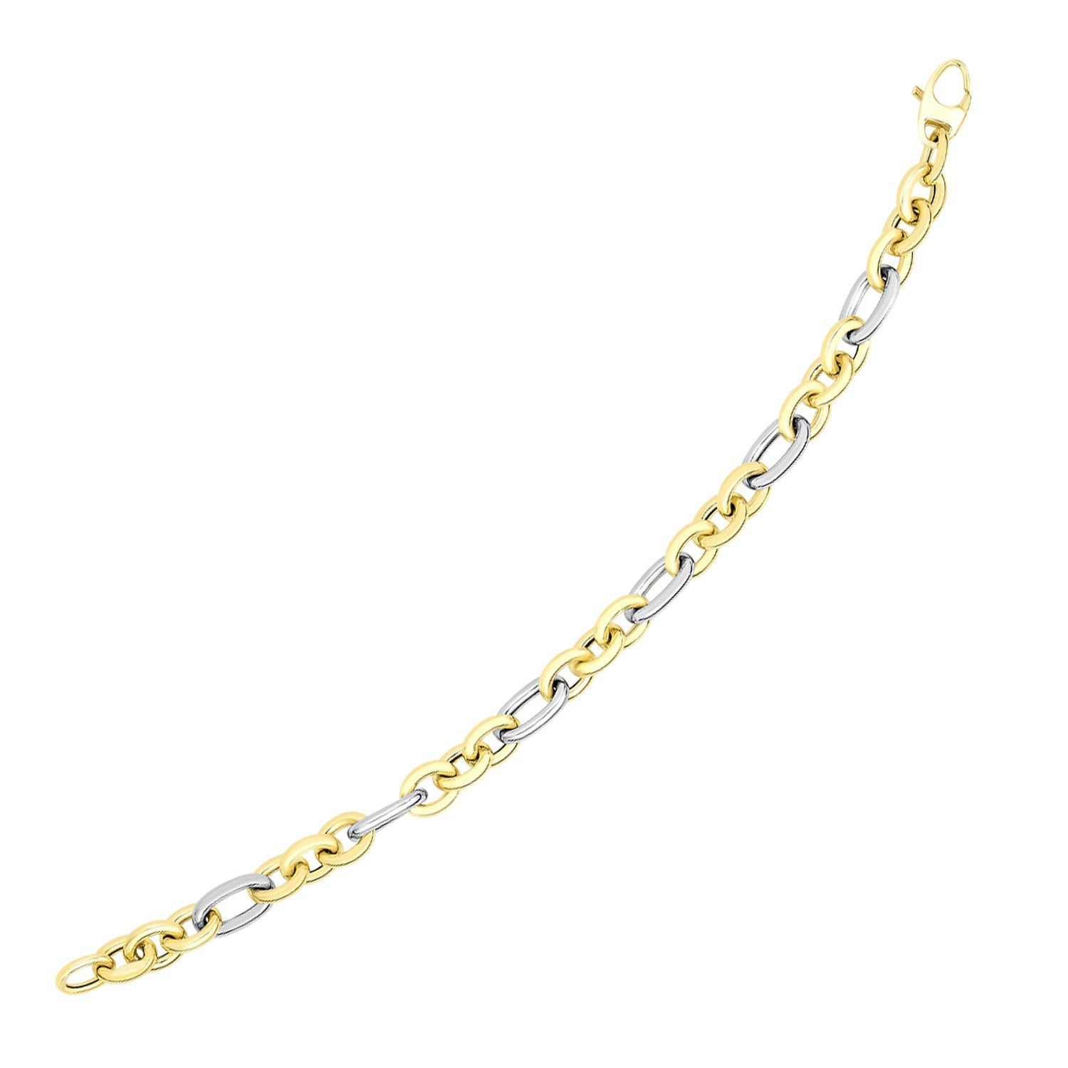 14k Two-Tone Gold Long and Short Style Oval Link Bracelet Bids.com