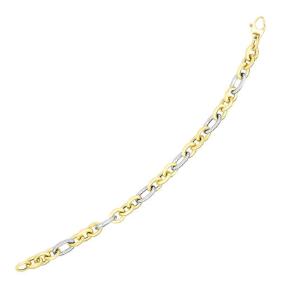 14k Two-Tone Gold Long and Short Style Oval Link Bracelet Bids.com