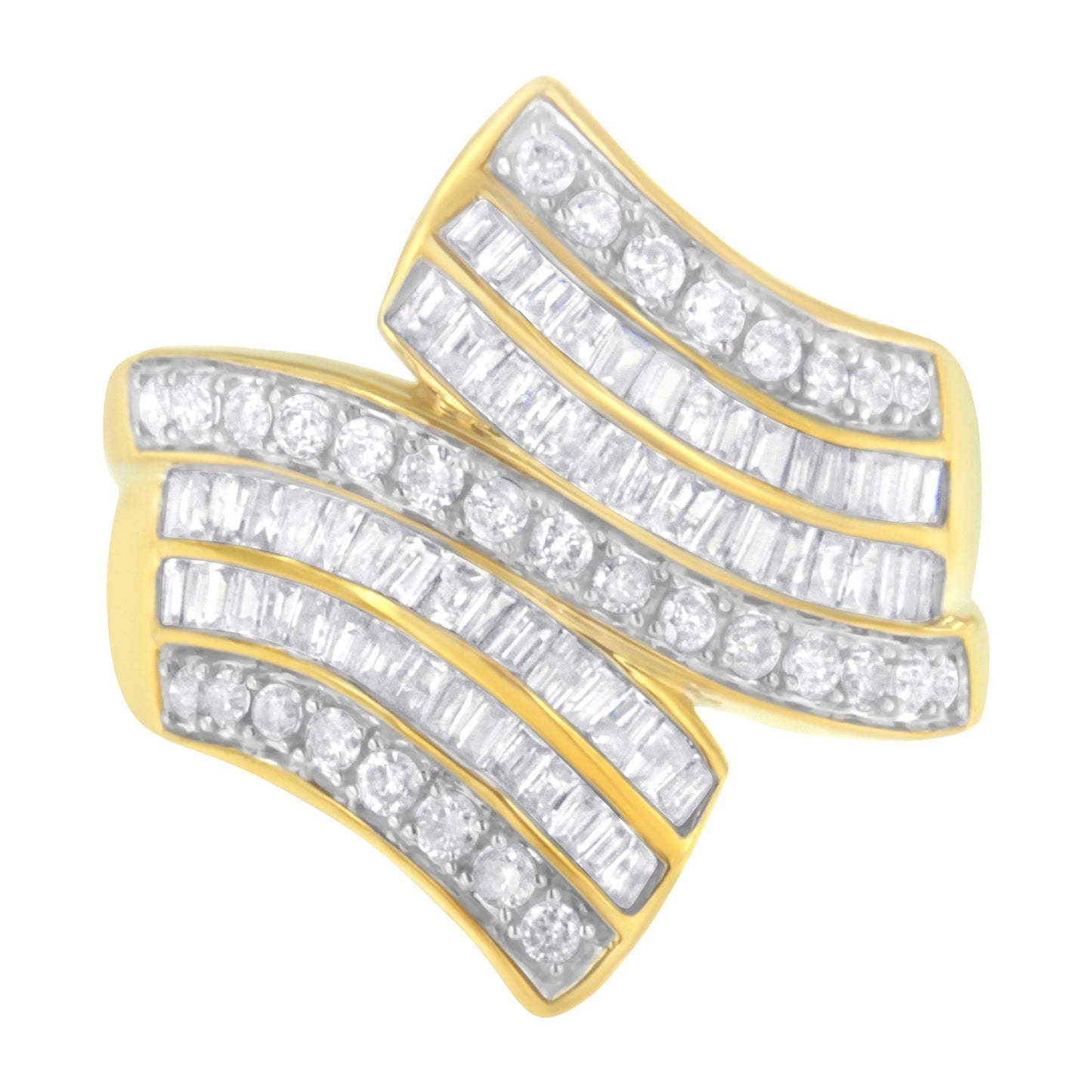 10K Yellow Gold Diamond Bypass Ring (1 1/7 Cttw, I-J Color, I1-I2 Clarity) - Size 5 Bids.com