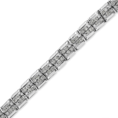 .925 Sterling Silver 2.0 Cttw Diamond 7" Round Miracle Plate Link Bracelet (I-J Color, I2-I3 Clarity) Bids.com