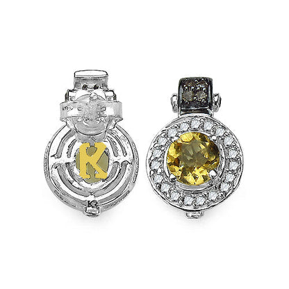 1.00 Carat Genuine Citrine and 0.31 ct.t.w Genuine Diamond Accents Sterling Silver Earrings Bids.com