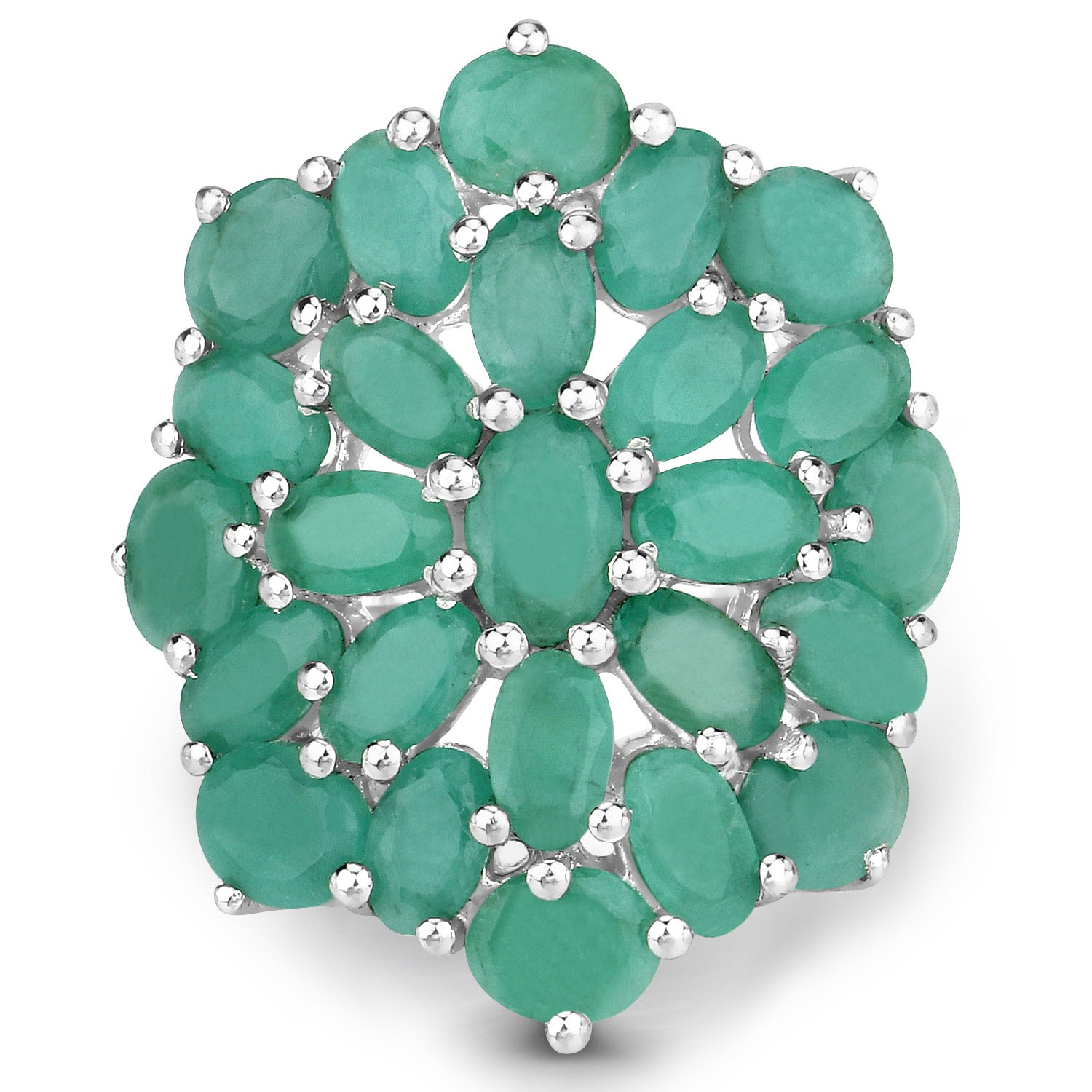 5.88 Carat Genuine Emerald .925 Sterling Silver Ring Bids.com