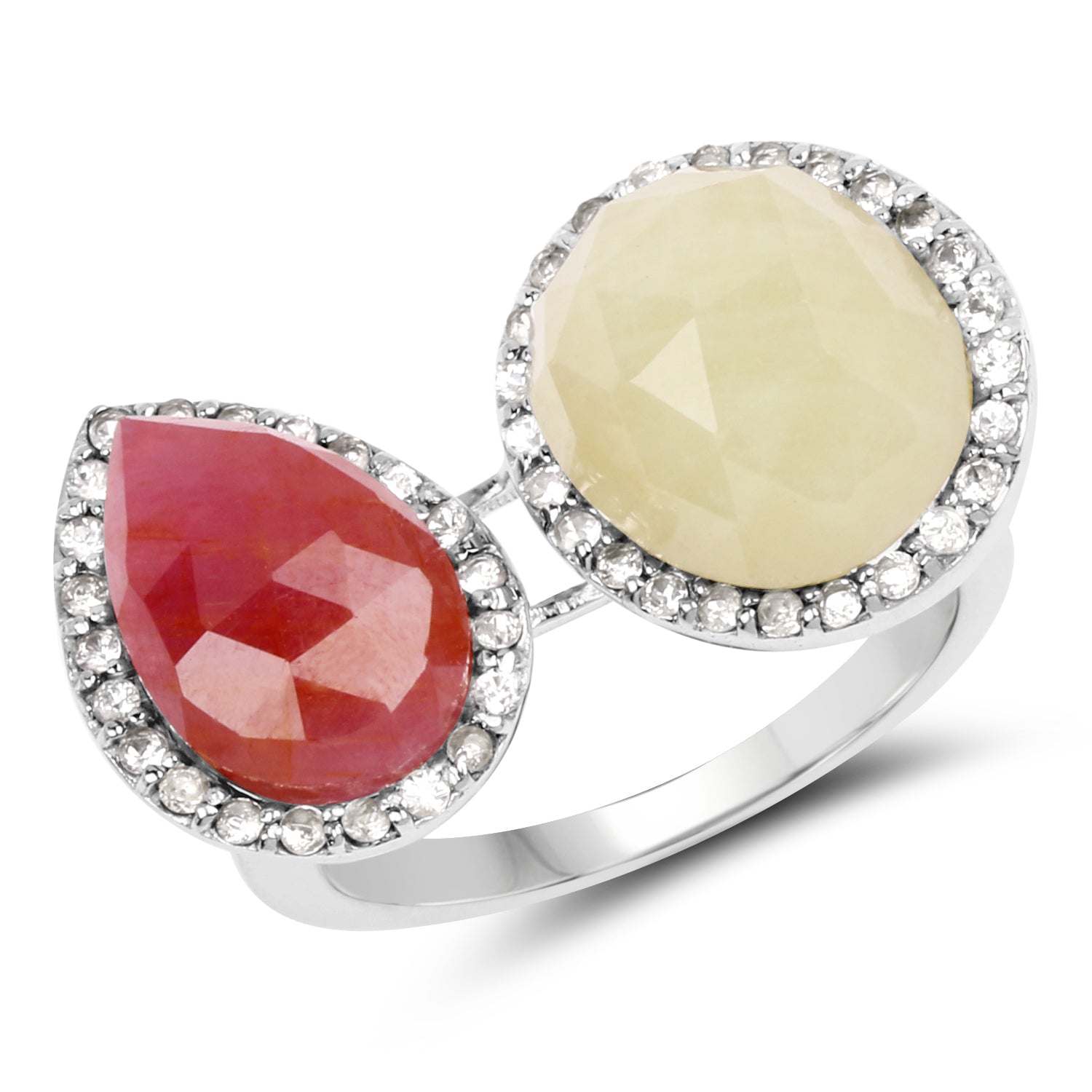 8.86 Carat Genuine Pink Sapphire and Sapphire White .925 Sterling Silver Ring Bids.com