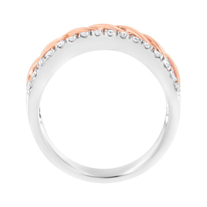 10K White and Rose Gold 1/3 Cttw Diamond Split Shank and Infinity Ribbon Band Ring (I-J Color, I1-I2 Clarity) - Size 6 Bids.com