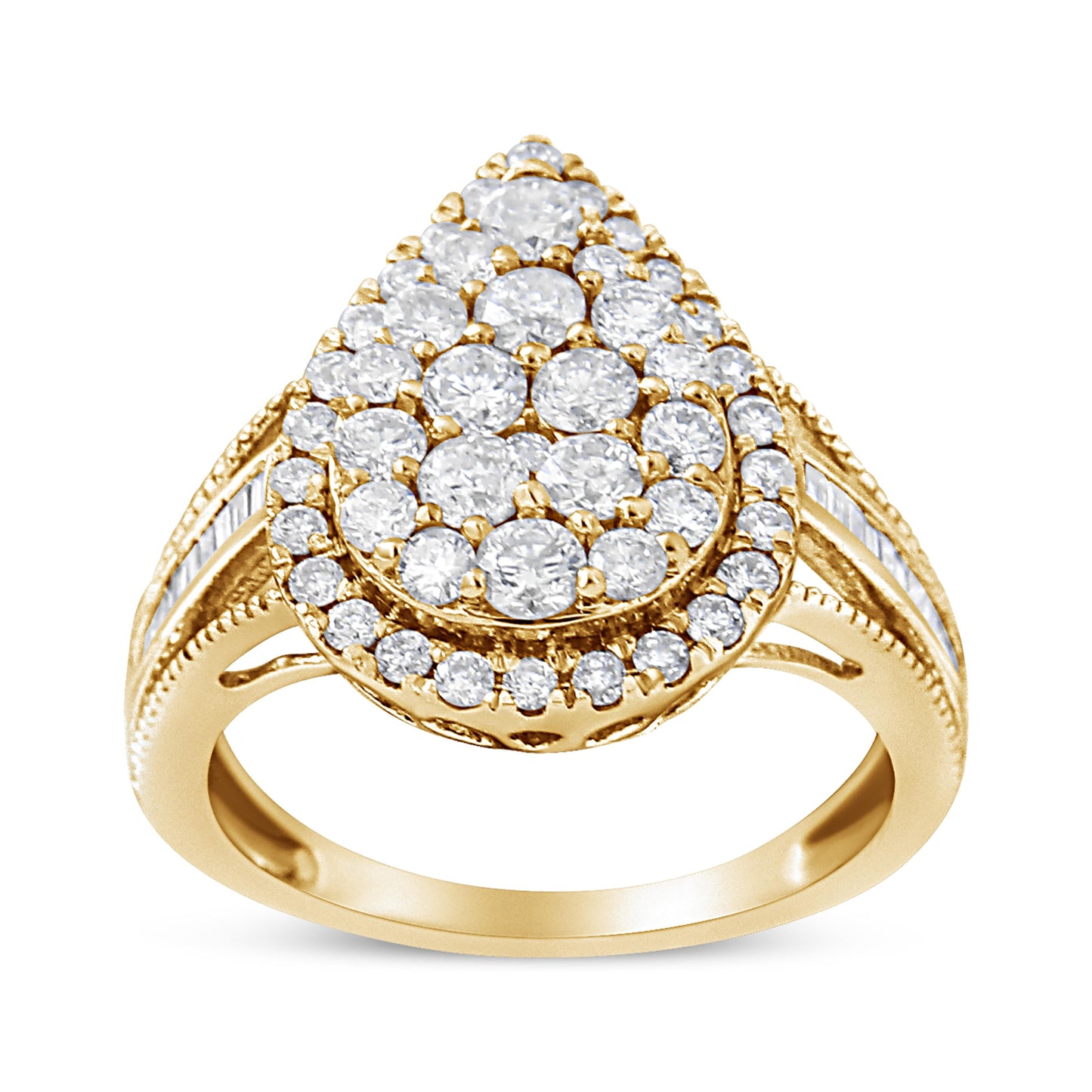 10K Yellow Gold Plated .925 Sterling Silver 1 1/2 Cttw Round-Cut Diamond Cocktail Ring (I-J Color, I1-I2 Clarity) - Size 7 Bids.com