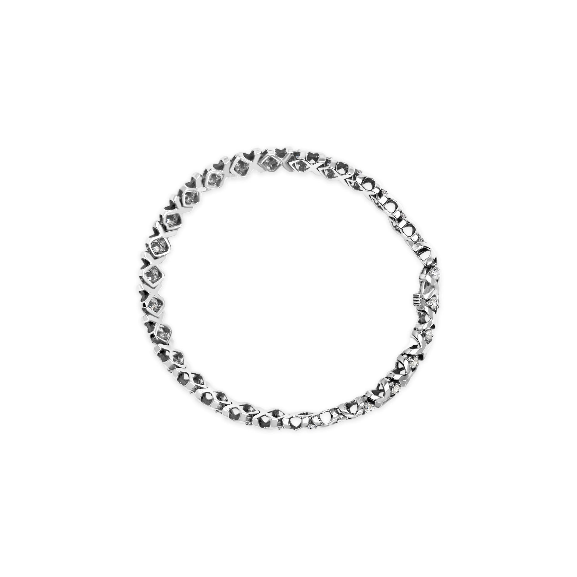 10K White Gold 1 1/2 Cttw Diamond Alternating Diamond and X-Link 7.5" Tennis Bracelet (H-I Color, I2-I3 Clarity) Bids.com