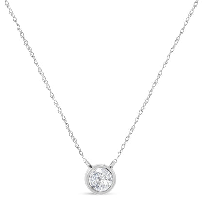 14K White Gold 1/2 Cttw Lab Grown Diamond Modern Bezel-Set Solitaire 16"-18" Pendant Necklace (F-G Color, VS2-SI1 Clarity) Bids.com
