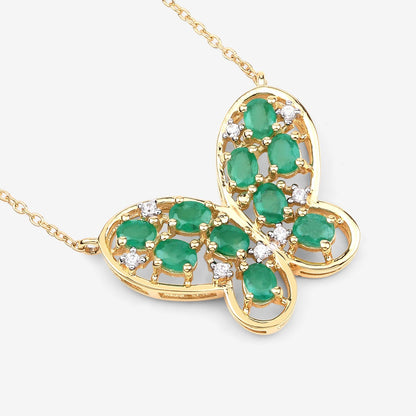 1.56 Carat Genuine Emerald and White Zircon .925 Sterling Silver Necklace Bids.com