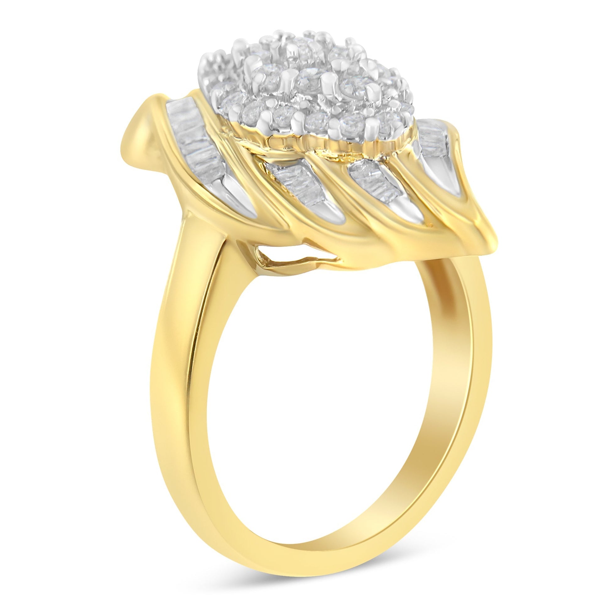 10K Yellow Gold Plated .925 Sterling Silver Diamond Cocktail Ring (3/4 Cttw, I-J Color, I2-I3 Clarity) - Size 6 Bids.com