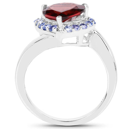 3.26 Carat Genuine Garnet and Tanzanite .925 Sterling Silver Ring Bids.com