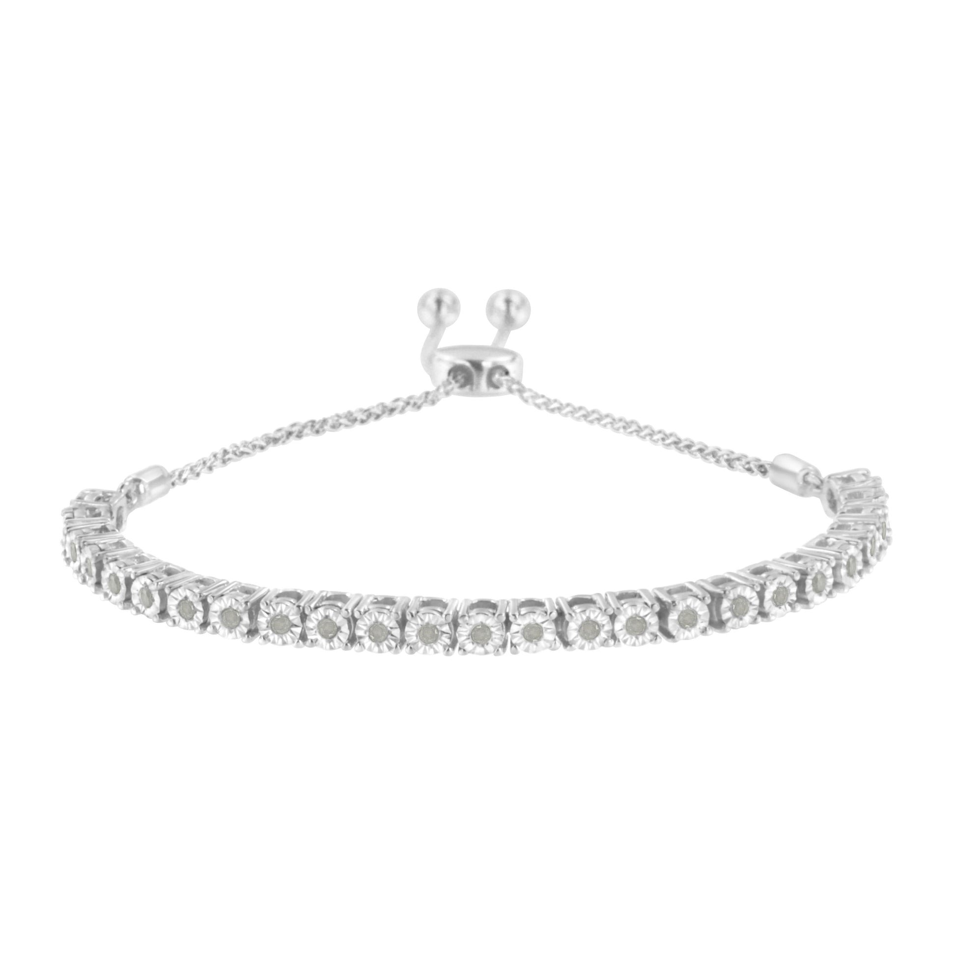 10K Yellow Gold over .925 Sterling Silver 1/4 Cttw Miracle-Set Diamond 4â€-10â€ Adjustable Bolo Tennis Bracelet (I-J Color, I3 Clarity) Bids.com