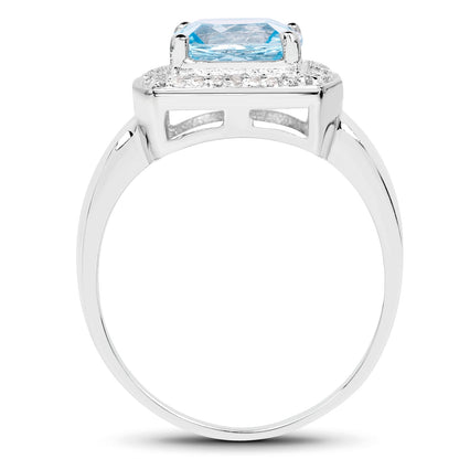 2.46 Carat Genuine Blue Topaz and White Topaz .925 Sterling Silver Ring Bids.com