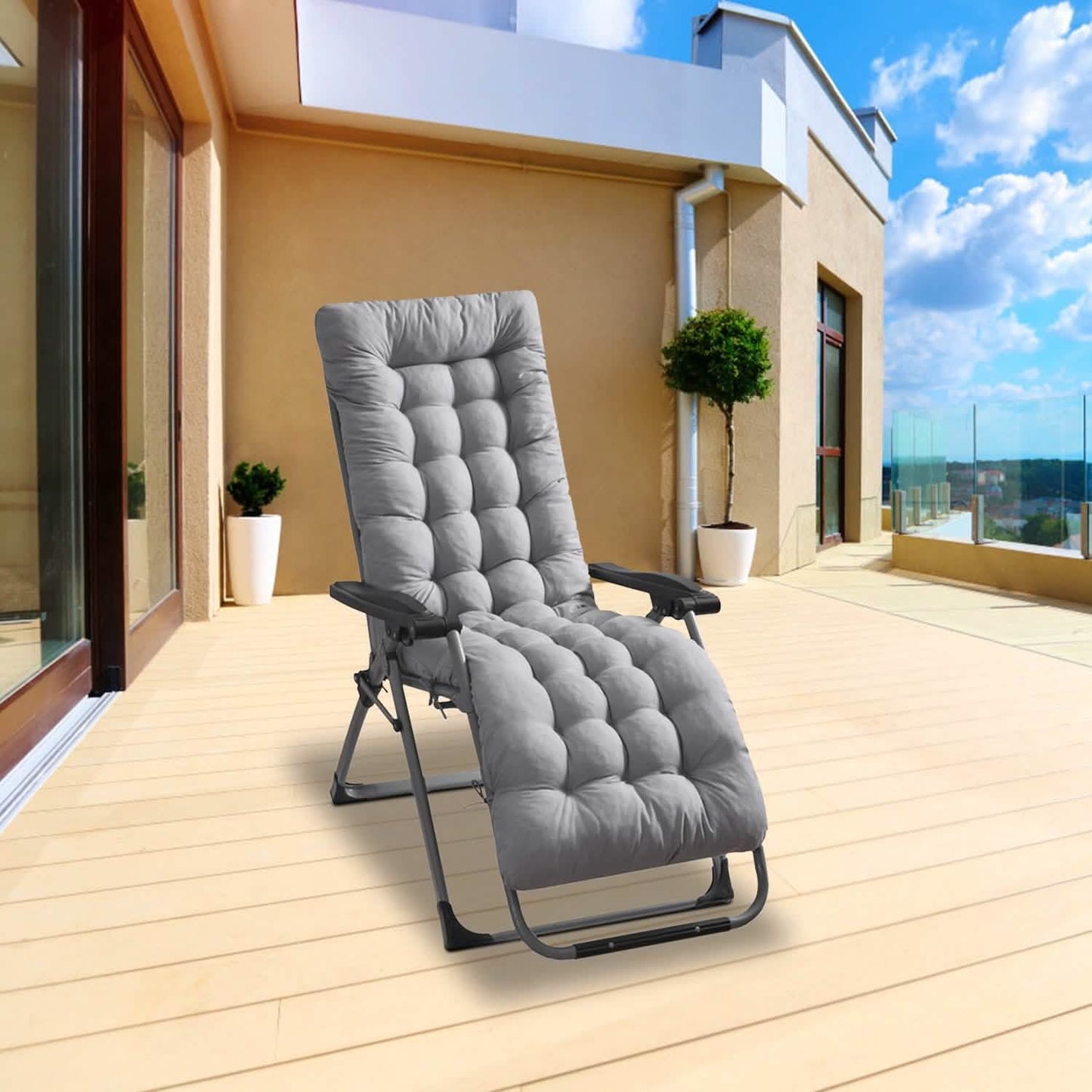 67x22in Chaise Lounger Cushion Recliner Rocking Chair Sofa DailySale