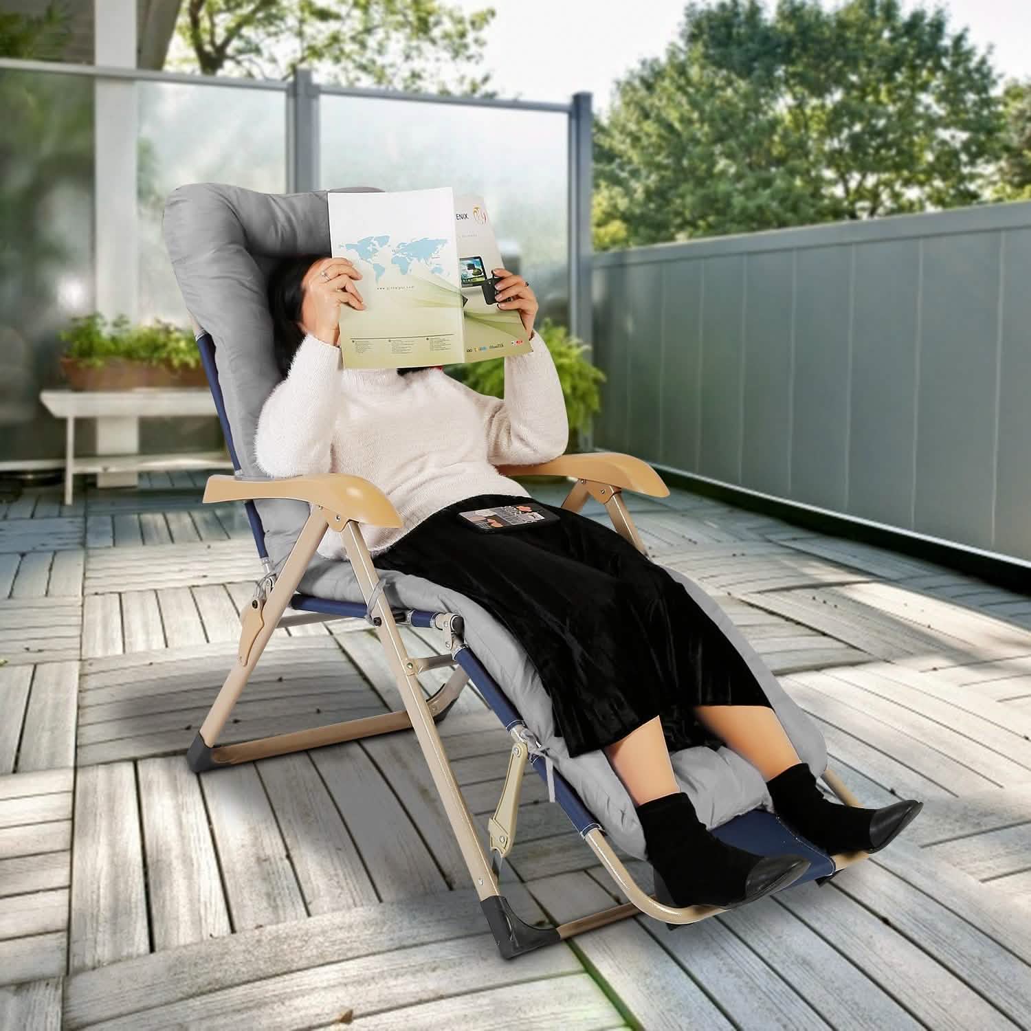 67x22in Chaise Lounger Cushion Recliner Rocking Chair Sofa DailySale