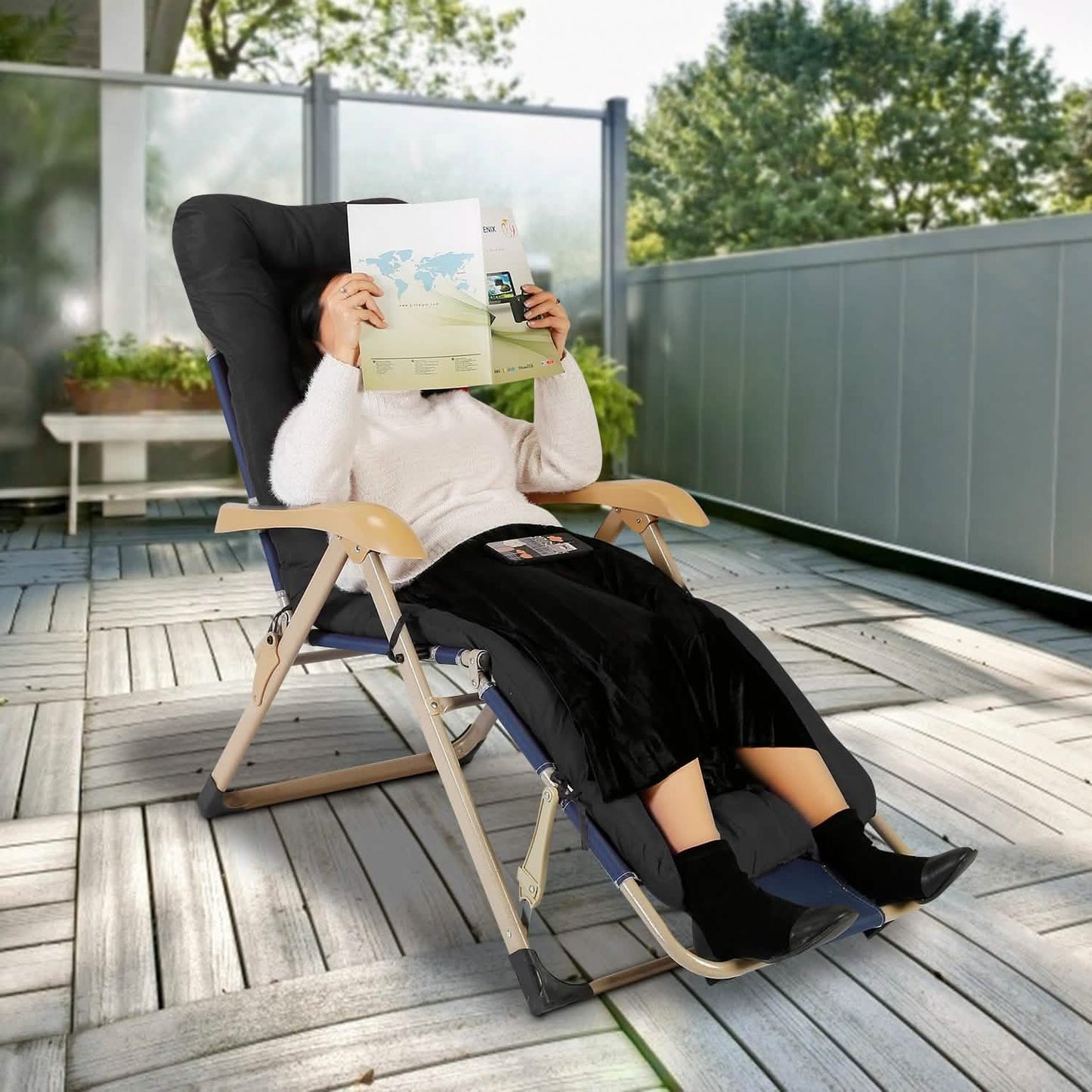 67x22in Chaise Lounger Cushion Recliner Rocking Chair Sofa DailySale