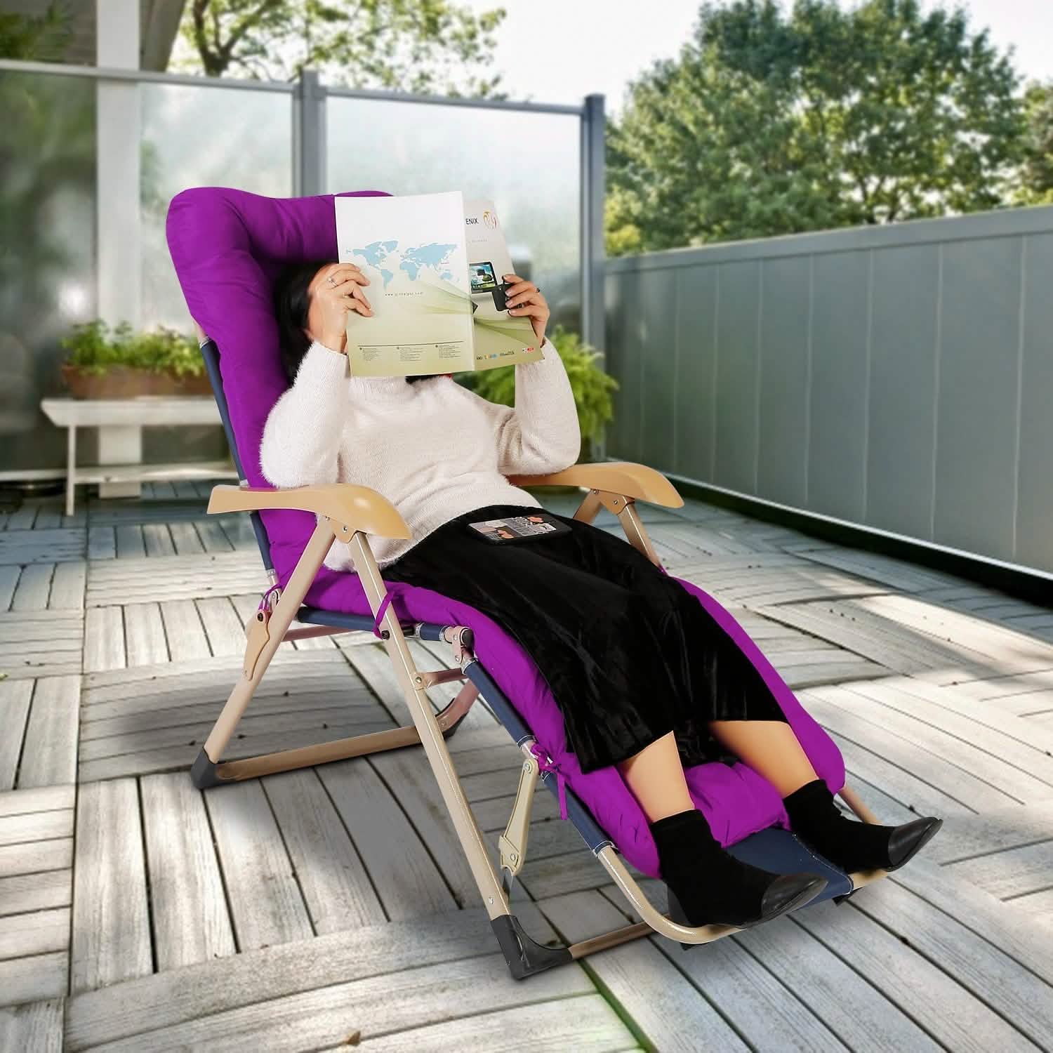 67x22in Chaise Lounger Cushion Recliner Rocking Chair Sofa DailySale