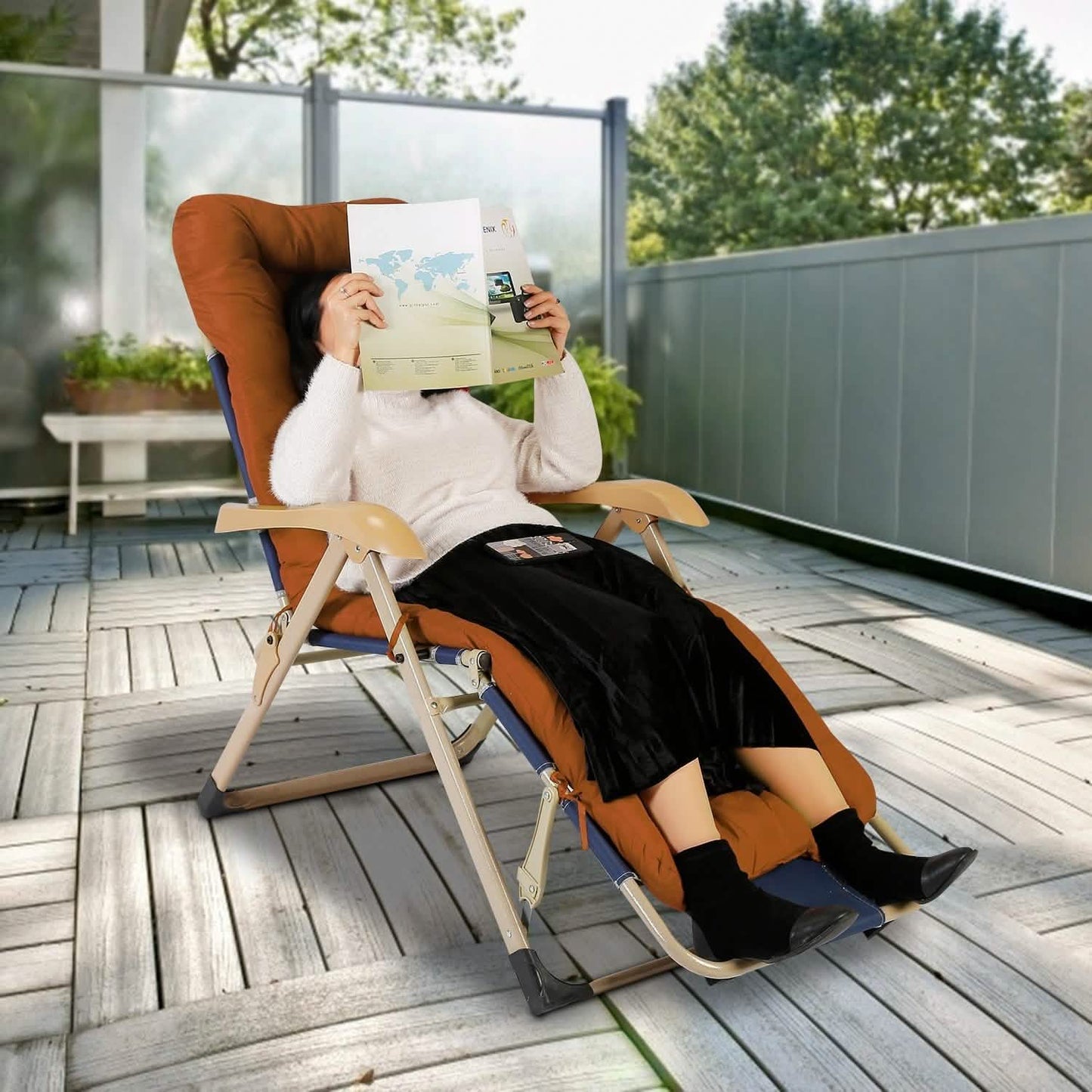 67x22in Chaise Lounger Cushion Recliner Rocking Chair Sofa DailySale