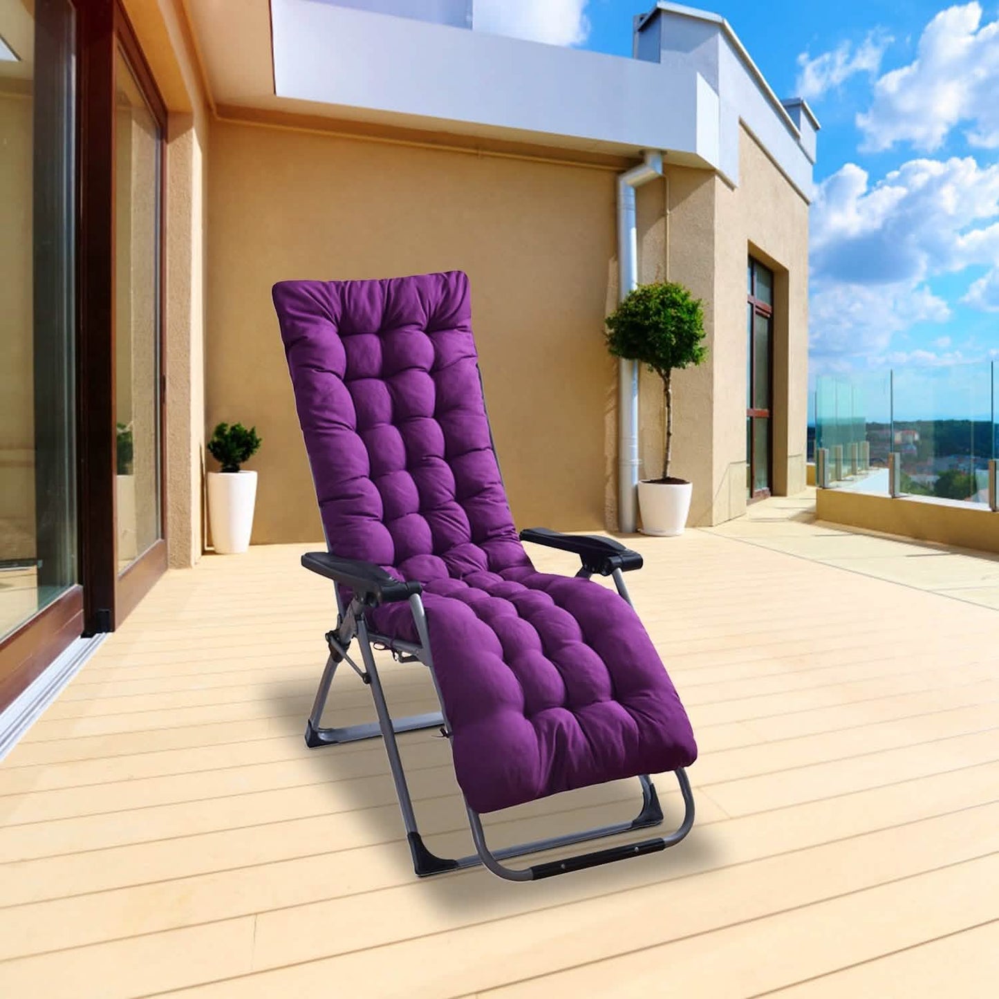 67x22in Chaise Lounger Cushion Recliner Rocking Chair Sofa DailySale