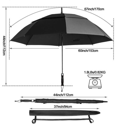 68" Automatic Open Golf Umbrella - Black DailySale