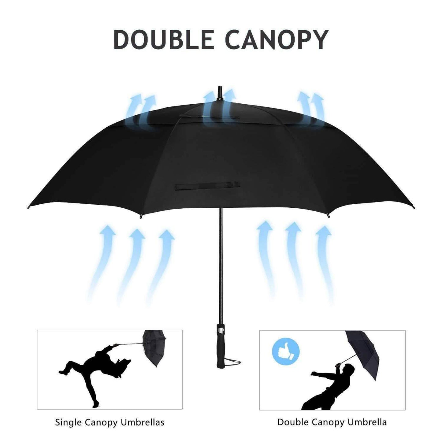 68" Automatic Open Golf Umbrella - Black DailySale