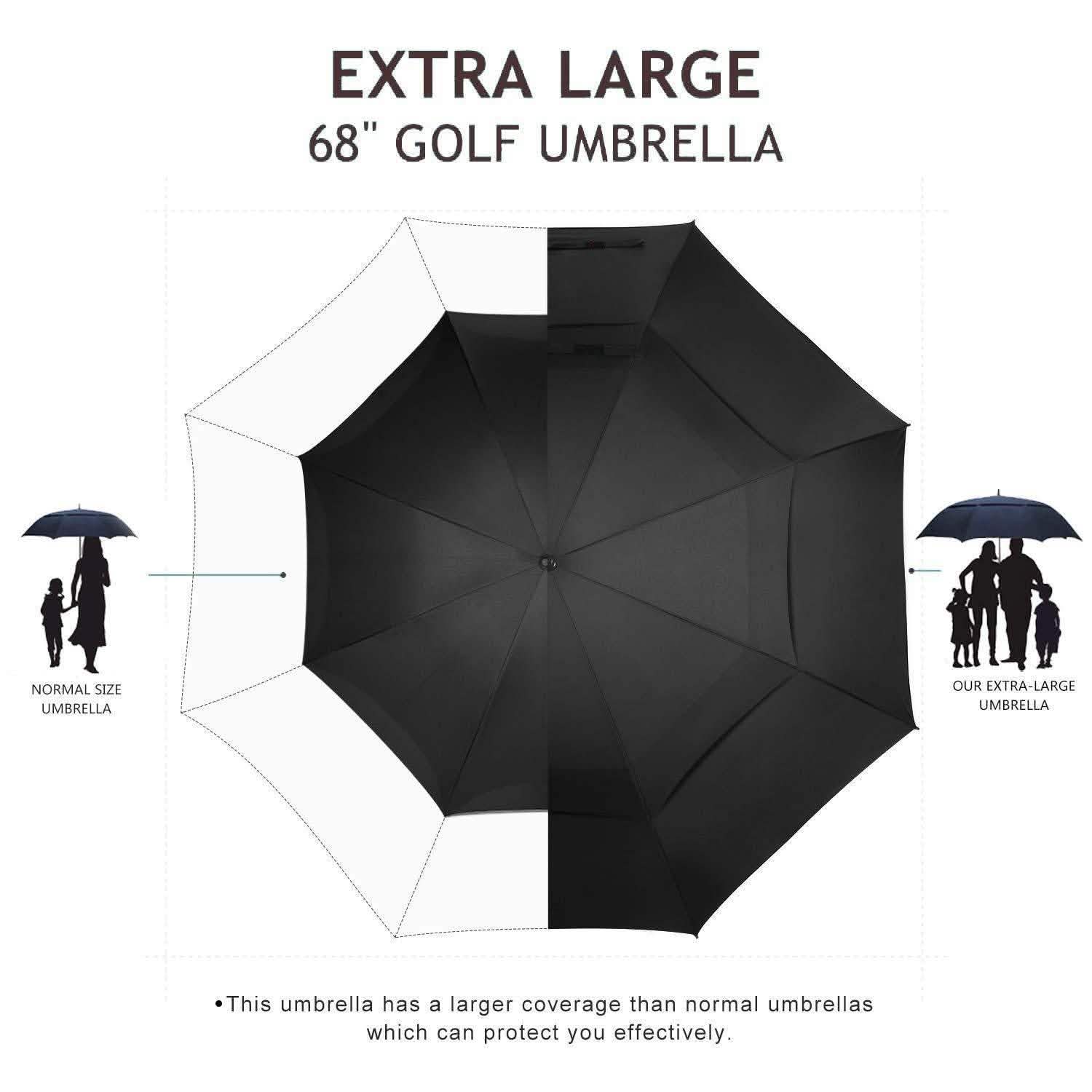 68" Automatic Open Golf Umbrella - Black DailySale