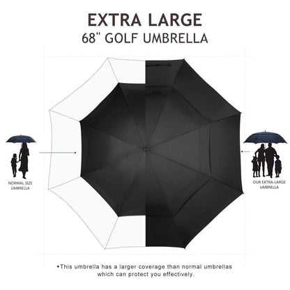 68" Automatic Open Golf Umbrella - Black DailySale