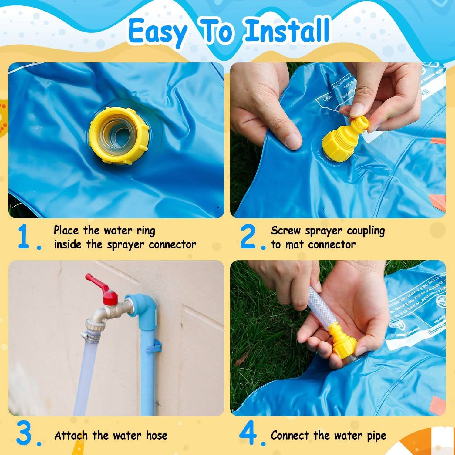68" Inflatable Blow Up Pool Sprinkler Splash Pad For Kids DailySale