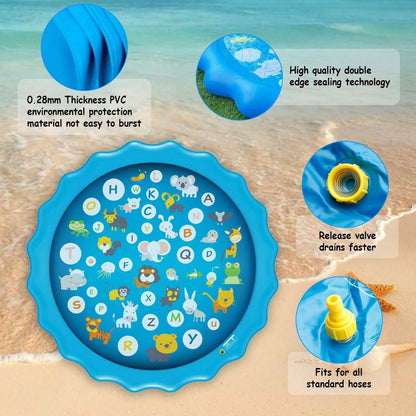 68" Inflatable Blow Up Pool Sprinkler Splash Pad For Kids DailySale