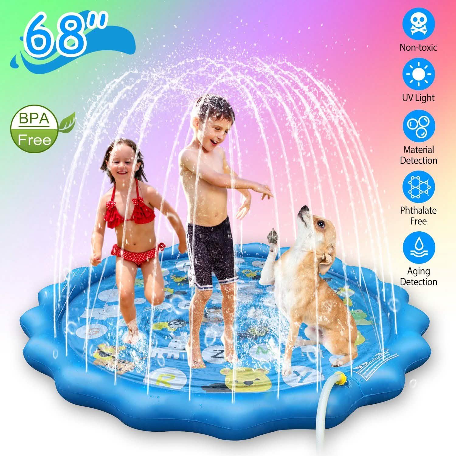 68" Inflatable Blow Up Pool Sprinkler Splash Pad For Kids DailySale