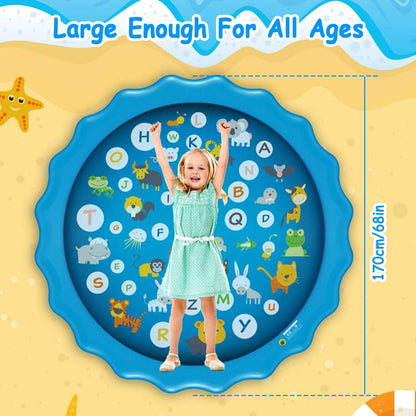 68" Inflatable Blow Up Pool Sprinkler Splash Pad For Kids DailySale