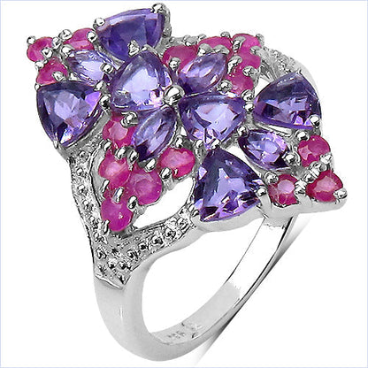 2.58 Carat Genuine Amethyst & Ruby .925 Sterling Silver Ring Bids.com