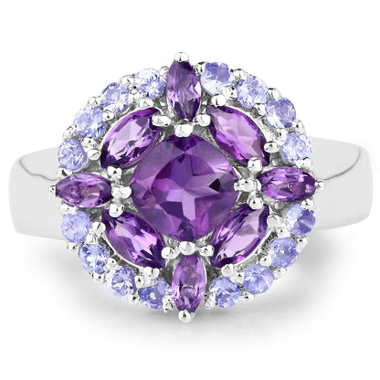 2.19 Carat Genuine Amethyst and Tanzanite .925 Sterling Silver Ring Bids.com