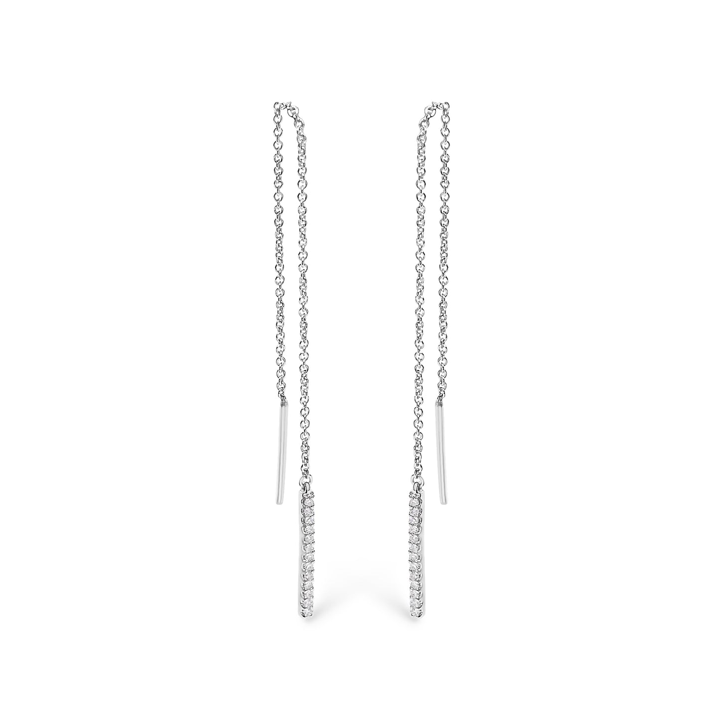 10K White Gold 1/10 Cttw Diamond Threader Earrings Bids.com