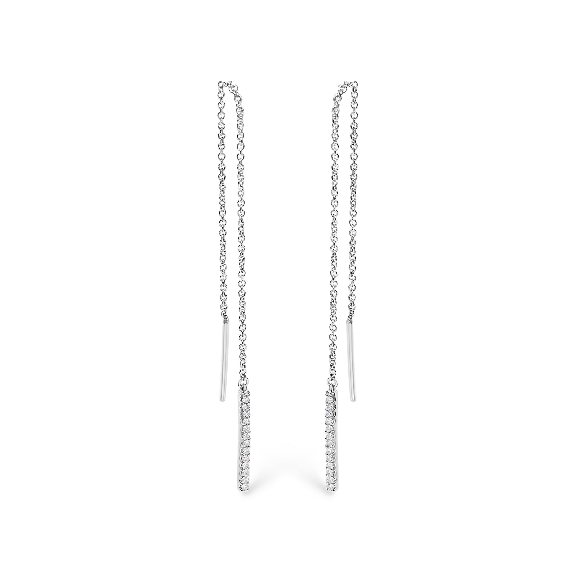 10K White Gold 1/10 Cttw Diamond Threader Earrings Bids.com