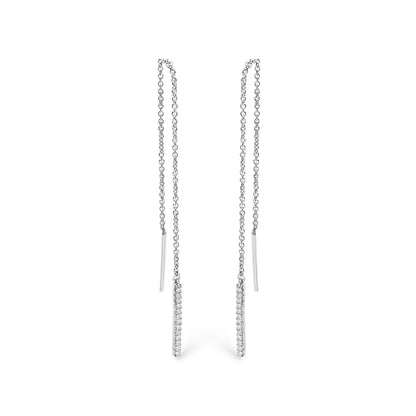 10K White Gold 1/10 Cttw Diamond Threader Earrings Bids.com