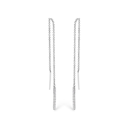 10K White Gold 1/10 Cttw Diamond Threader Earrings Bids.com