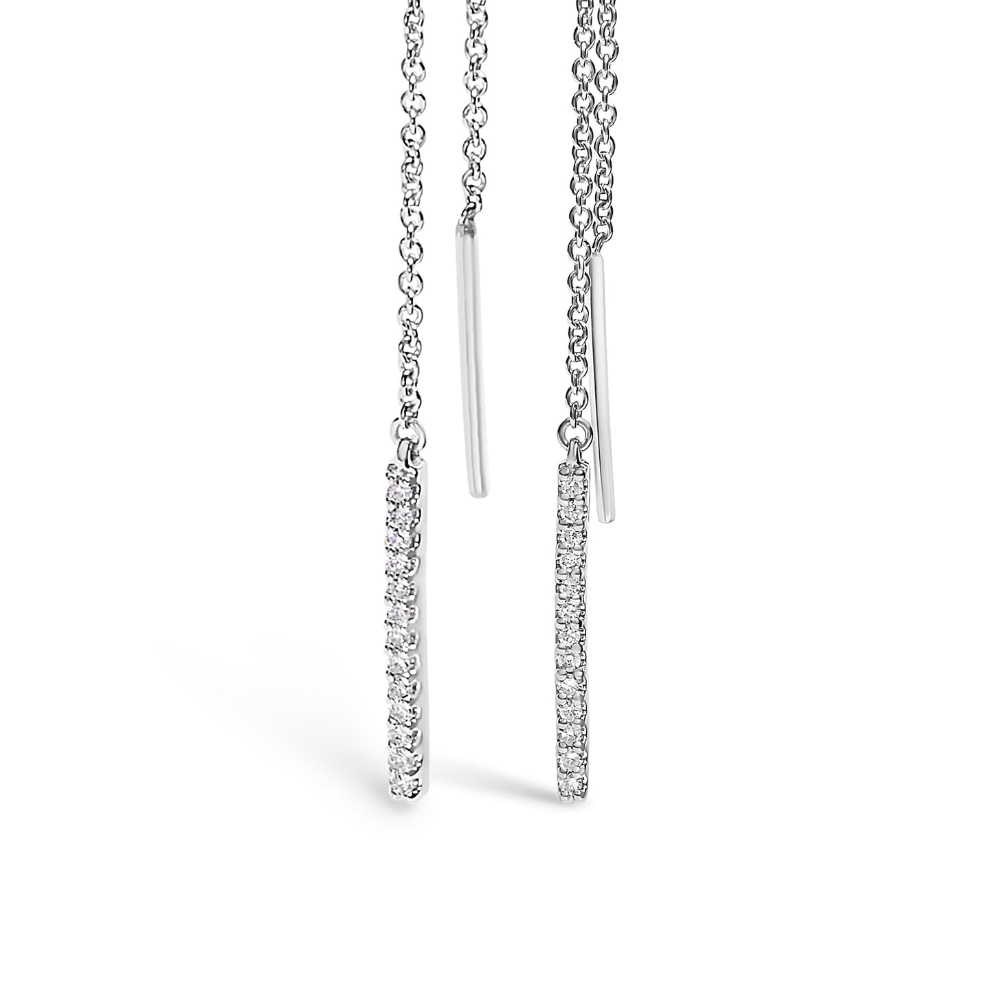 10K White Gold 1/10 Cttw Diamond Threader Earrings Bids.com