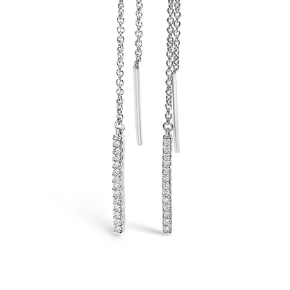 10K White Gold 1/10 Cttw Diamond Threader Earrings Bids.com