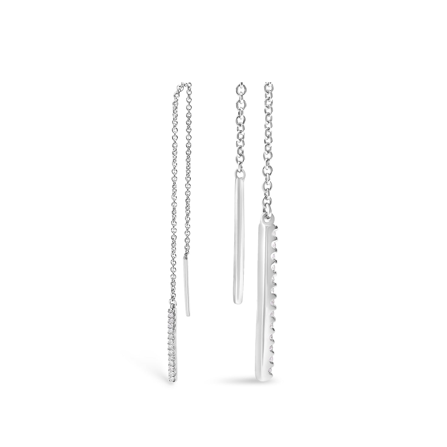 10K White Gold 1/10 Cttw Diamond Threader Earrings Bids.com