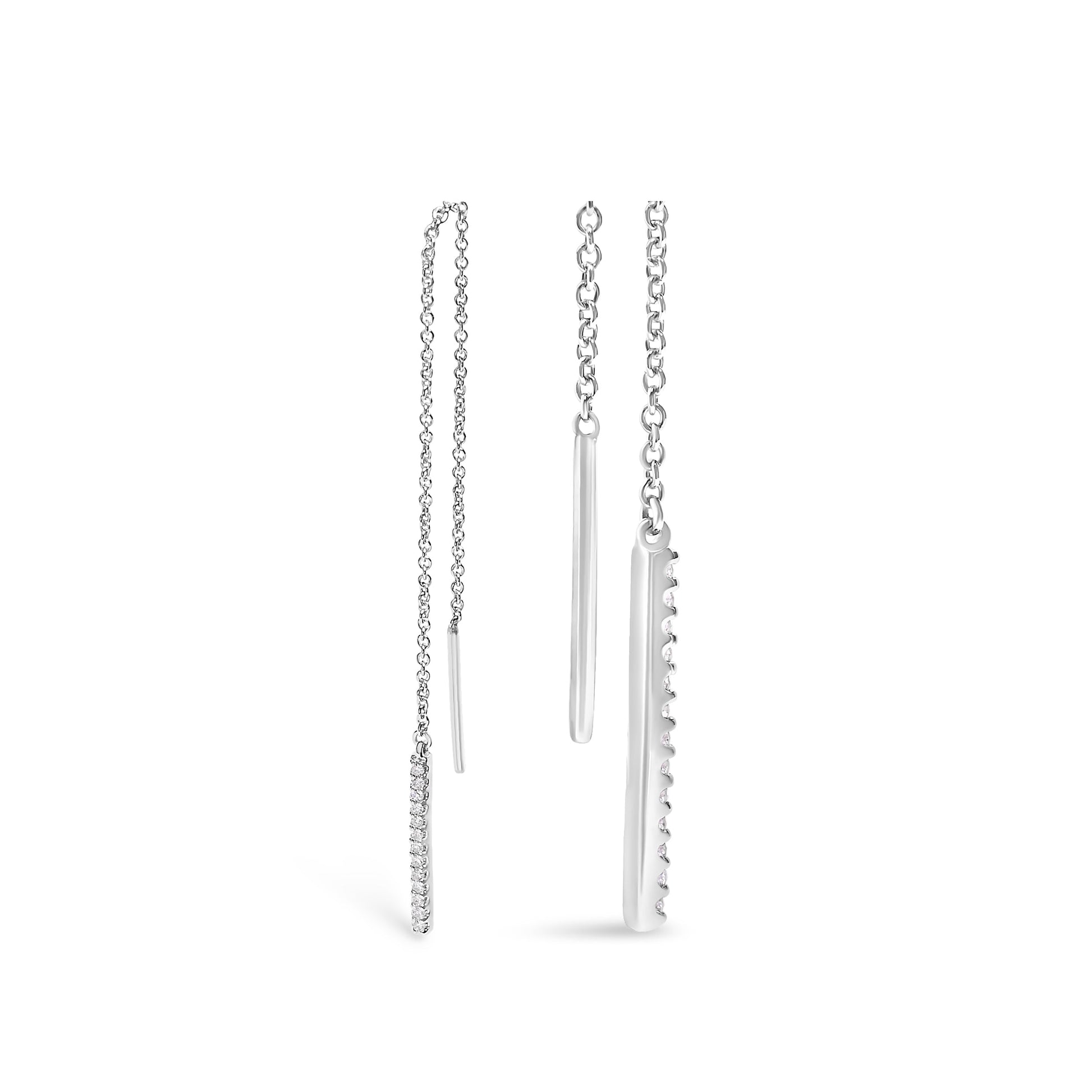 10K White Gold 1/10 Cttw Diamond Threader Earrings Bids.com