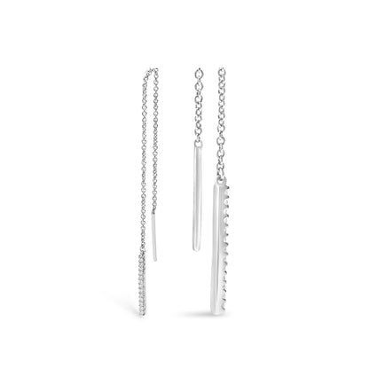 10K White Gold 1/10 Cttw Diamond Threader Earrings Bids.com