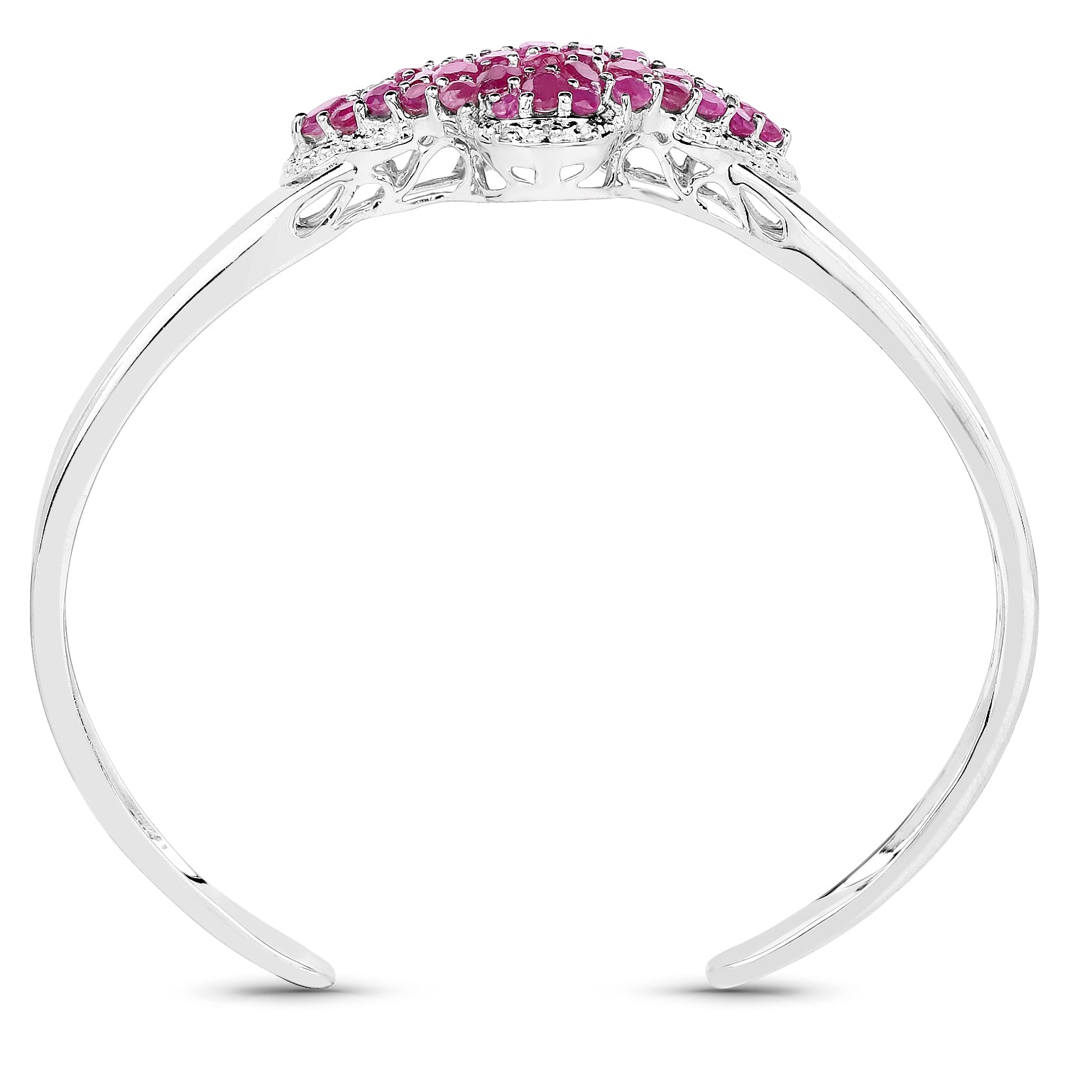 7.38 Carat Glass Filled Ruby, Ruby and White Topaz .925 Sterling Silver Bangle Bids.com