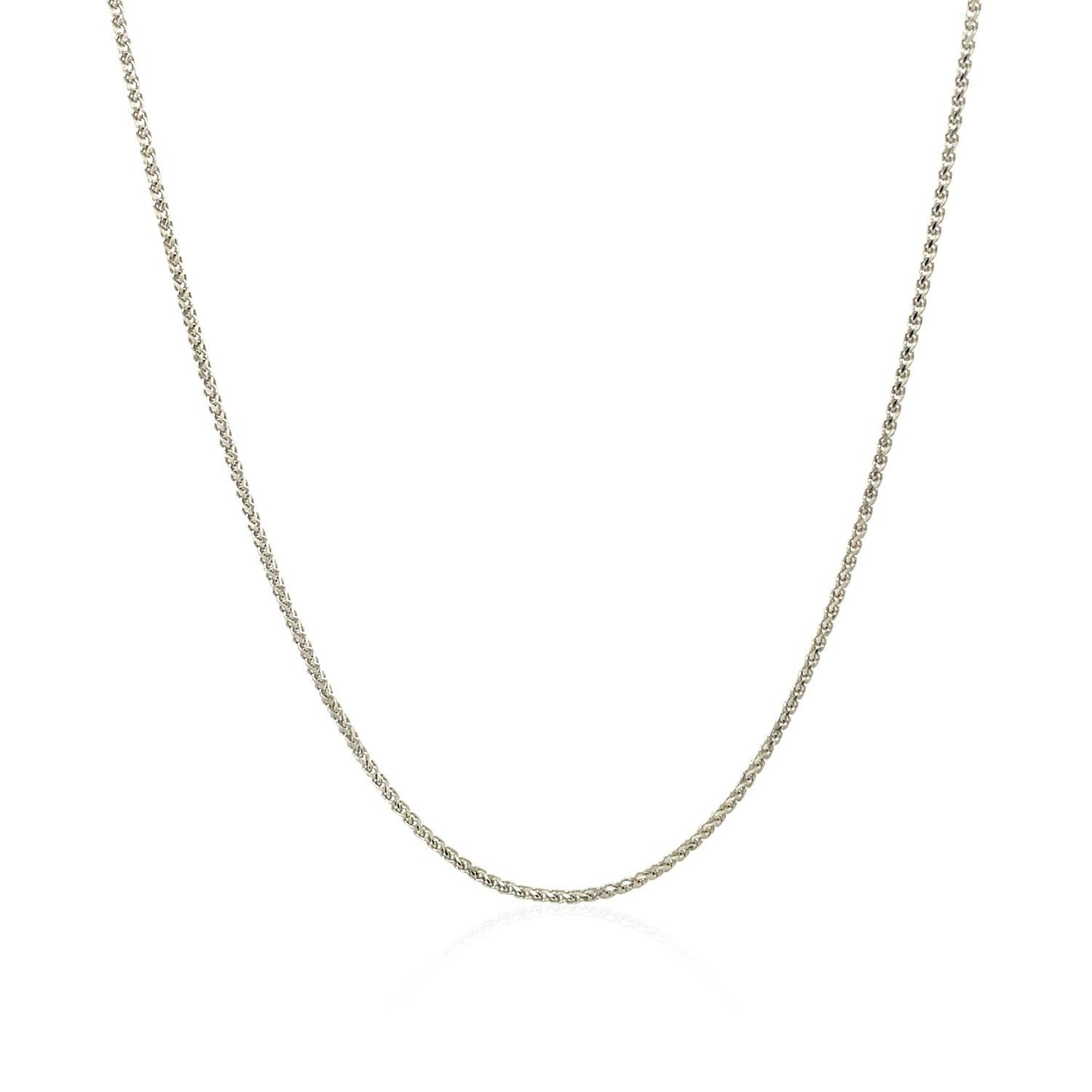 14k White Gold Diamond Cut Round Wheat Chain 1.0mm Bids.com
