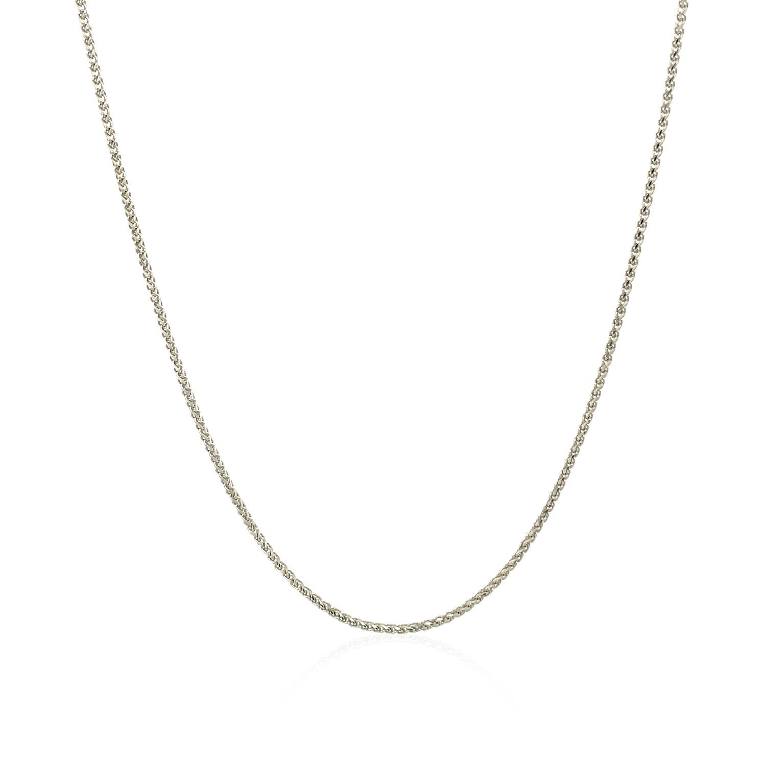 14k White Gold Diamond Cut Round Wheat Chain 1.0mm Bids.com