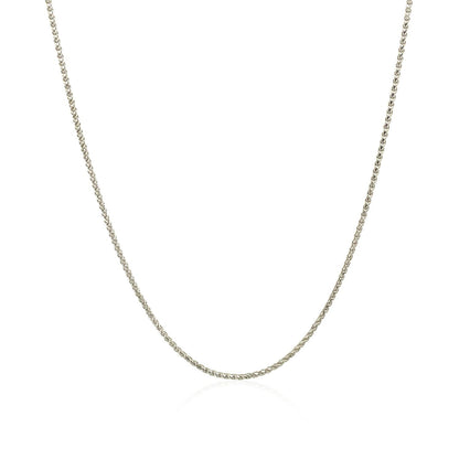 14k White Gold Diamond Cut Round Wheat Chain 1.0mm Bids.com