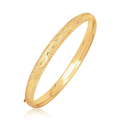14k Yellow Gold Diamond Carved Bangle (6.00 mm) Bids.com