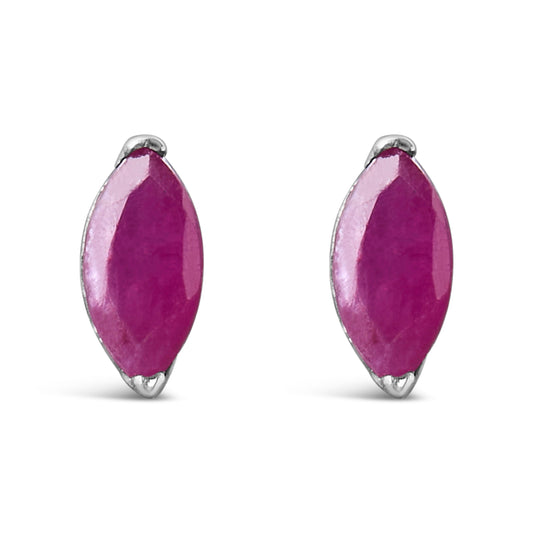 .925 Sterling Silver 1/2 Cttw Created Pink Ruby Gemstone Solitaire Stud Earrings Bids.com
